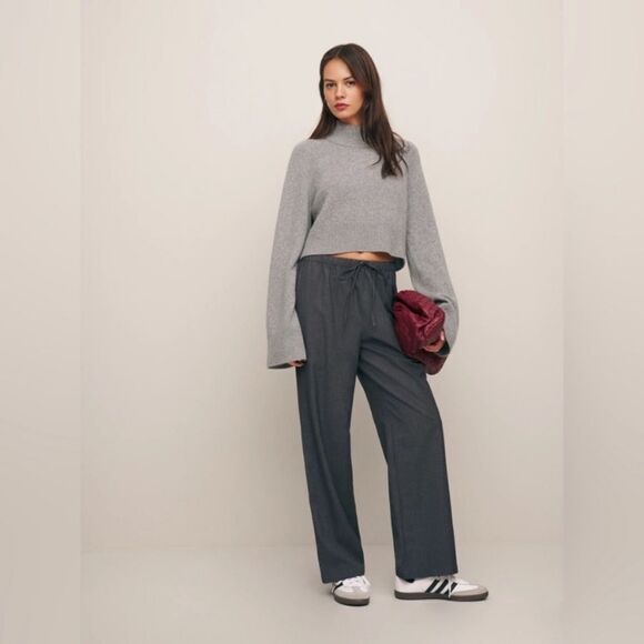 Reformation Olina Gray Pants Straight Leg Size S - Picture 3 of 9